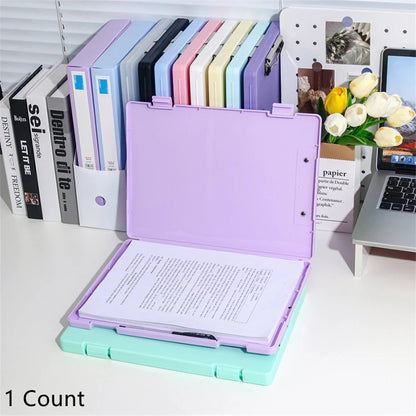 Purple A4 multi-functional file folder from BackupMyFilesNow.com, designed for organizing test papers, office documents, and writing materials.