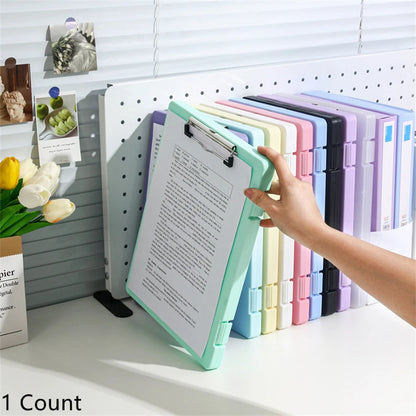 Purple A4 multi-functional file folder from BackupMyFilesNow.com, desktop organizer for test papers and office documents.