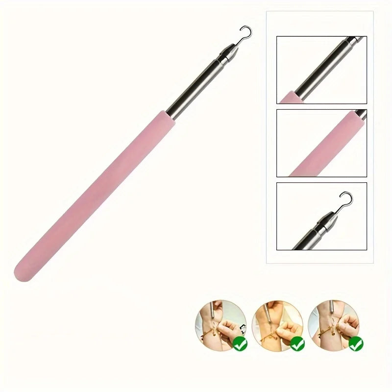 Purple Help Wear Bracelet Tool for jewelry fastening and unfastening, featuring pliers, clasps, ties, and zipper craft assistance.