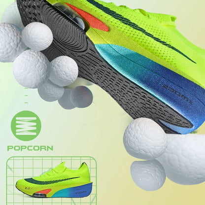 Men's lightweight sport shoes with breathable mesh, soft carbon plate, anti-slip sole, lace-up design, in purple for summer and autumn.