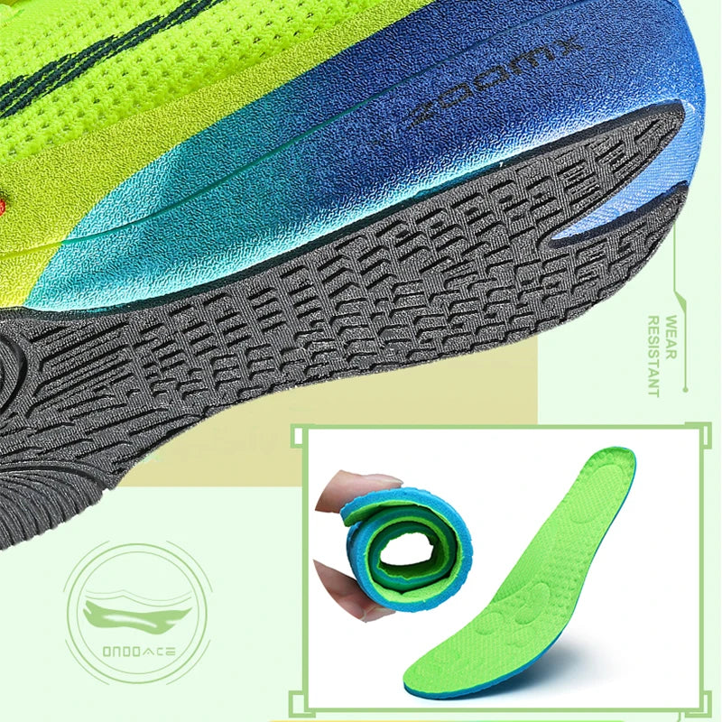 Men's lightweight anti-slip sport shoes by BackupMyFilesNow.com with breathable mesh, soft carbon plate, and lace-up design.