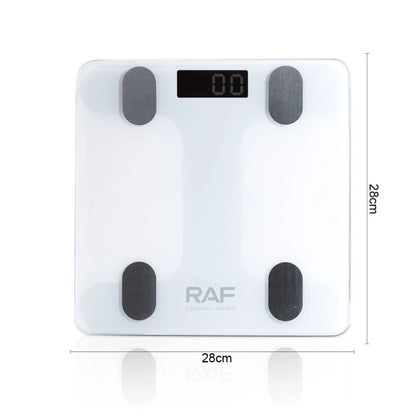 Digital electronic scale for home use by RASmart, featuring a sleek design and easy-to-read display for accurate weight measurement.