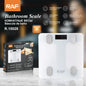 Digital RASmart electronic home scale displaying weight measurement with a sleek design and digital display.