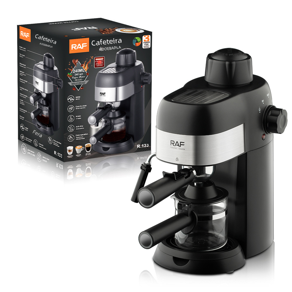 Compact semi-automatic Italian coffee machine by BACKUPMYFILESNOW.COM® with sleek design and built-in brewing components for home use.