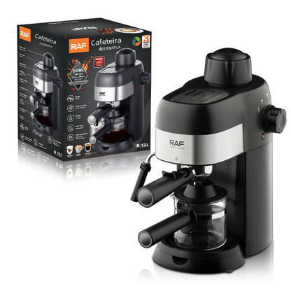 Compact semi-automatic Italian coffee machine by BACKUPMYFILESNOW.COM® with sleek design and built-in brewing components for home use.