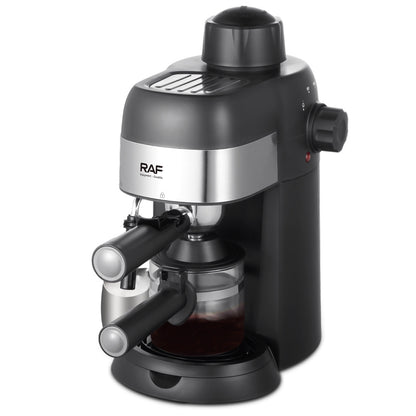 Compact semi-automatic Italian coffee machine by BACKUPMYFILESNOW.COM® for home use, featuring a sleek design and brewing components.