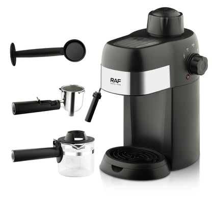 Compact semi-automatic Italian coffee machine from BACKUPMYFILESNOW.COM® with stainless steel finish for home brewing.