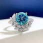 S925 silver engagement ring with round rhinestones, showcasing a sparkling design on a sleek band.