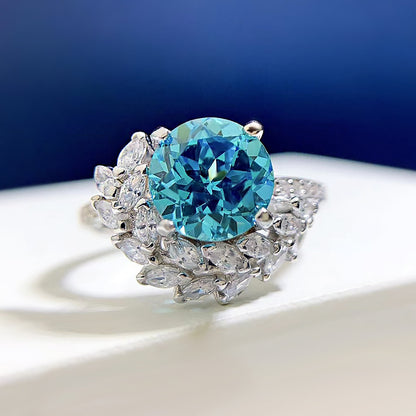 S925 silver round rhinestone engagement ring with sparkling stones, crafted by BACKUPMYFILESNOW.COM®.