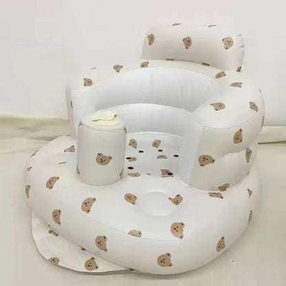Inflatable baby chair for dining and bath, rainbow-colored, designed for safe and comfortable seating for infants.