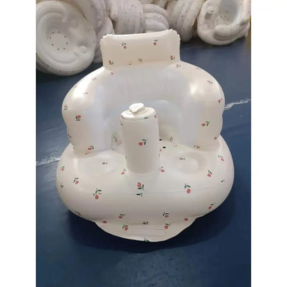 Inflatable rainbow baby chair for dining and bath, designed for infants, featuring bright colors and comfortable support.