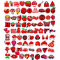 Set of 10-30 red series shoe charms for sandals, beach bags, and DIY shoe decorations, featuring colorful shoe pins and accessories.