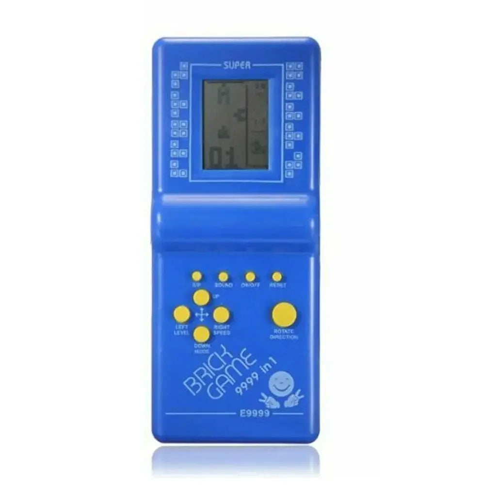 Colorful classic handheld brick game machine for kids, featuring built-in games, music playback, and portable toy design.