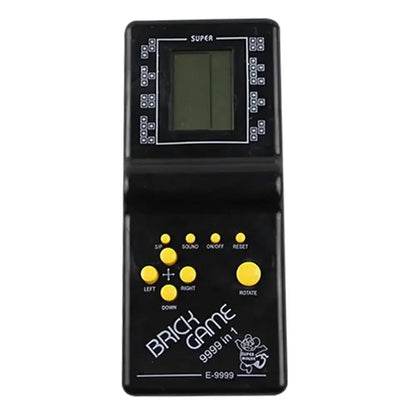 Colorful classic handheld game machine by BackupMyFilesNow.com featuring brick games, music playback, and kid-friendly gaming functions.