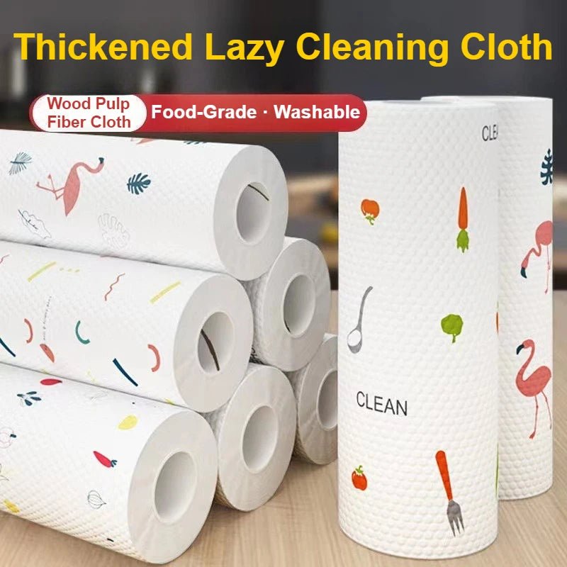 Washable kitchen paper roll with 200 sheets, reusable cleaning cloths, multi-style lazy wiping towels, 8x8 inches for home and travel.