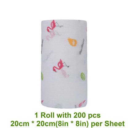 BackUpMyFilesNow washable kitchen paper roll with 200 reusable cloth sheets, colorful multi-style lazy wiping towels, 8x8 inches.