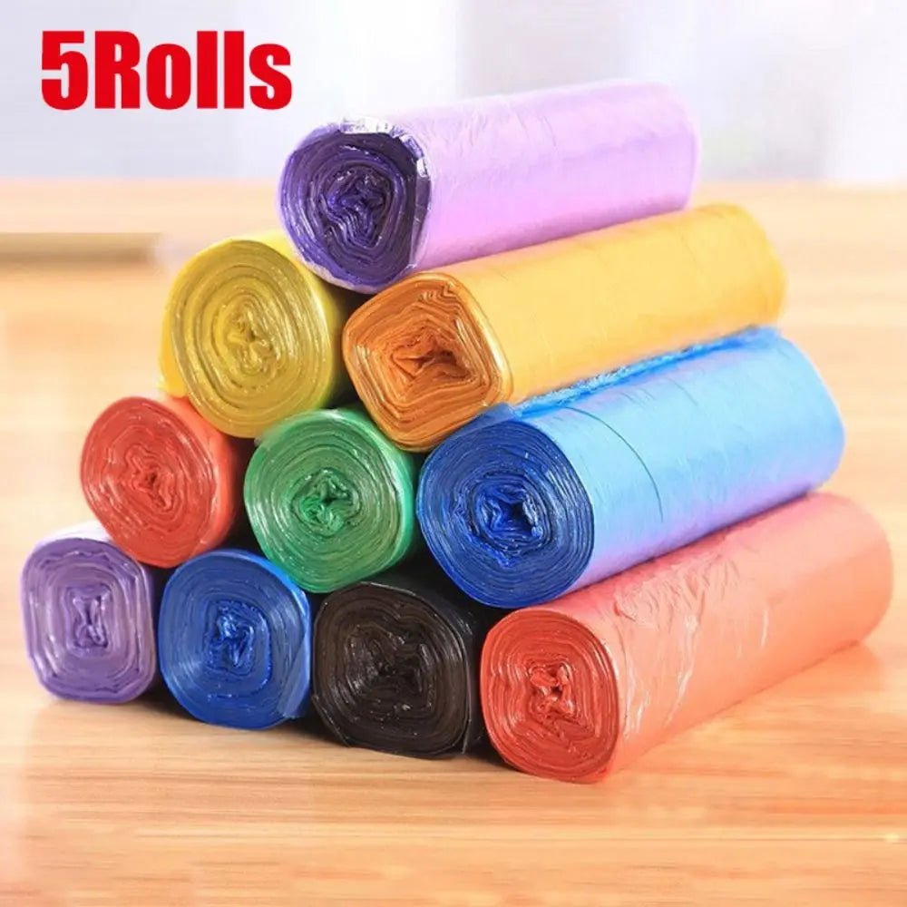Red disposable trash pouches, 45x50cm, thick household garbage bags, 100 pcs, breakpointed design for waste collection.
