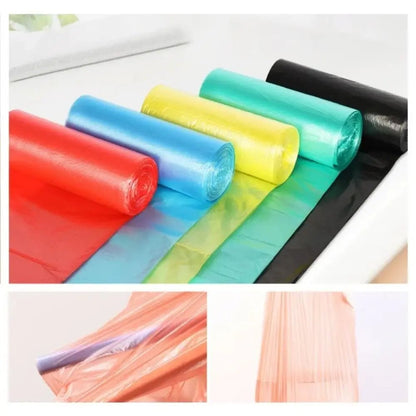 Red disposable trash pouches, 45x50cm, 100-pack, thickened household garbage bags for waste cleanup, breakpointed design.