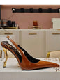 Red summer high-heeled pointed women's sandals by BACKUPMYFILESNOW.COM® for fashion, runway, parties, and weddings.