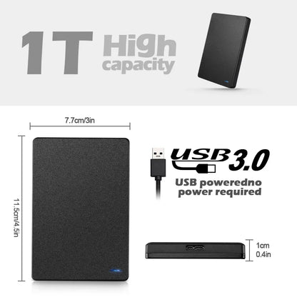 Red portable external hard drive by BackupMyFilesNow.com, 500GB USB 3.0 HDD for PC, MacBook, PS4, PS5, 2.5-inch size.