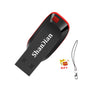 Red plastic USB flash drive with key ring, available in 128MB to 32GB, for car, TV, and computer storage by BackupMyFilesNow.com