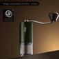 Portable Bincoo manual coffee bean grinder with stainless steel burrs, CNC design, crank handle, ideal for kitchen and barista use.