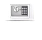 Red digital metal security safe by BackupMyFilesNow.com, electronic hotel security box with high security features.