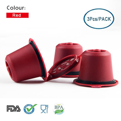Red reusable coffee filter and capsule filler for coffee pods, designed for eco-friendly brewing by BACKUPMYFILESNOW.COM®.
