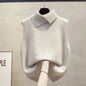 Red high-neck sleeveless ladies sweater vest jacket, solid color knitting pullover waistcoat, stylish spring-autumn women's top