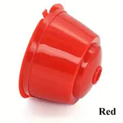 Red reusable coffee capsule filter for coffee machine, compatible with espresso brewers, by BackupMyFilesNow.com.