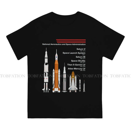 Men's vintage cotton T-shirt featuring SpaceX Raptor Saturn VSLS Saturn IB space shuttle graphic, goth-inspired summer top.
