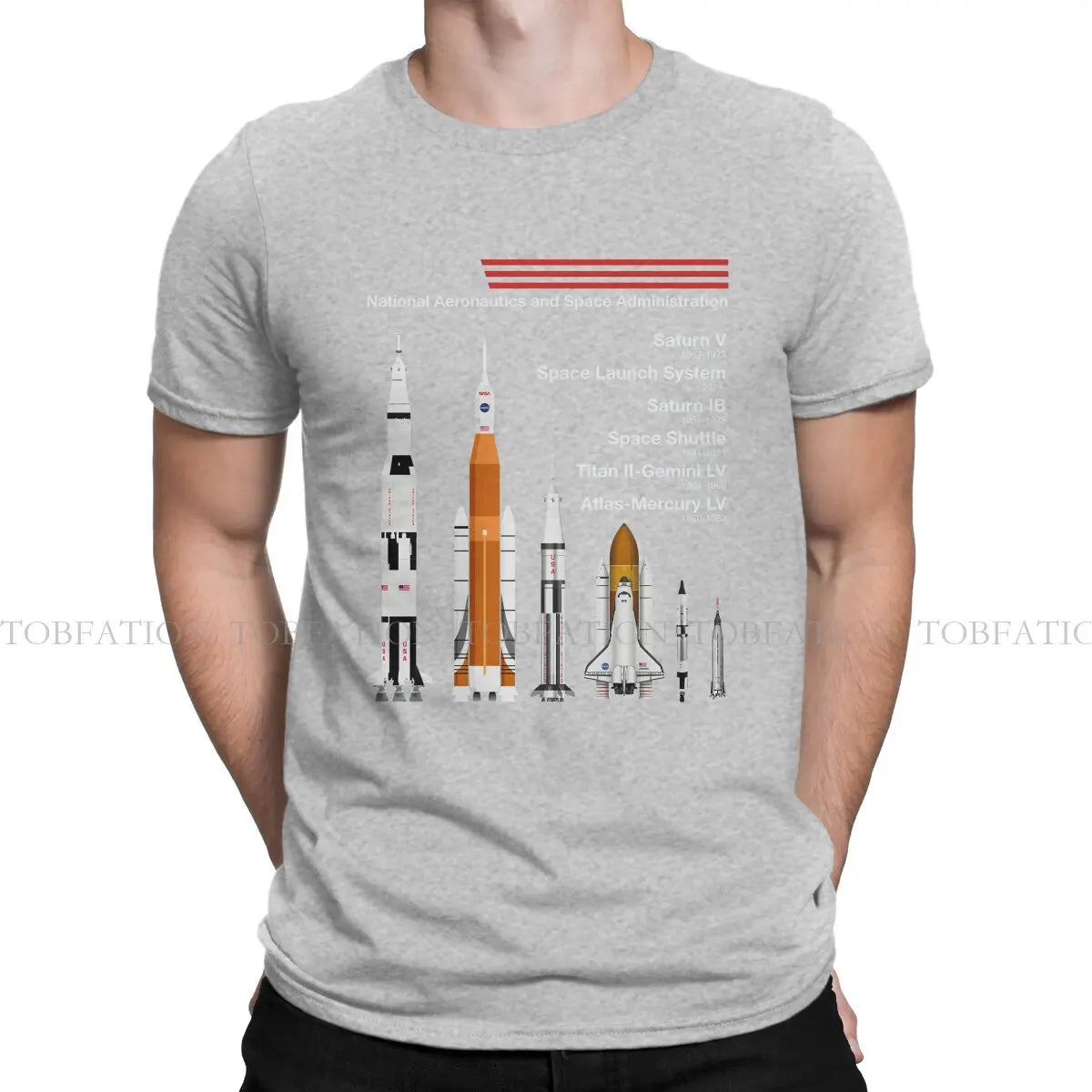 SpaceX Raptor Saturn VSLS Saturn IB Space Shuttle graphic T-shirt for men, vintage goth summer cotton top with space-themed design.