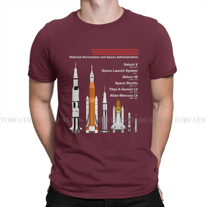 Vintage SpaceX Raptor Saturn VSLS Saturn IB space shuttle graphic T-shirt for men, cotton, goth-inspired summer top.