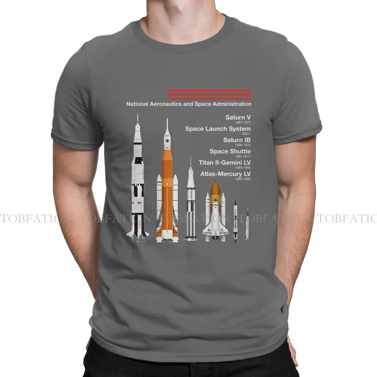 SpaceX Raptor Saturn VSLS Saturn IB space shuttle graphic T-shirt for men, vintage goth summer cotton top with space-themed design.