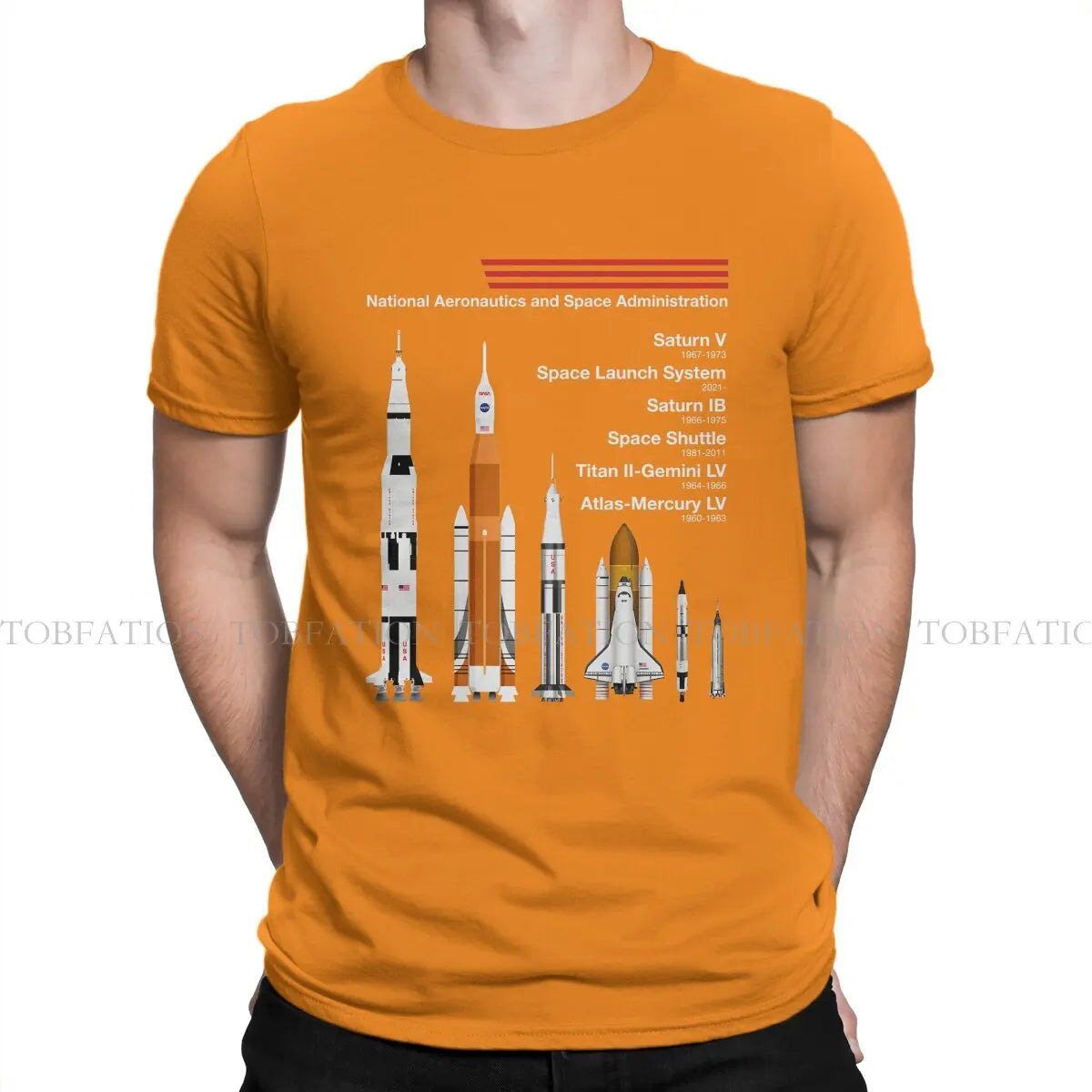 Vintage SpaceX Raptor Saturn VSLS Saturn IB space shuttle graphic T-shirt for men, cotton, goth style, summer casual top.