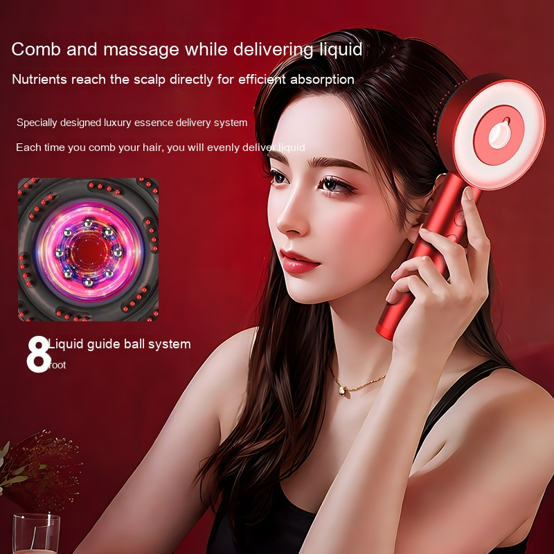 Red scalp massager comb from BackupMyFilesNow.com with flexible teeth for gentle scalp massage and hair care.