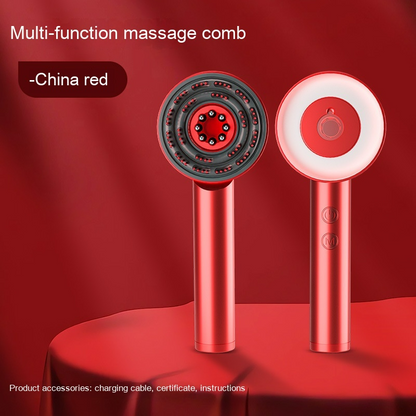 Red scalp massager comb from BackupMyFilesNow.com, designed for relaxing scalp massage and hair care.