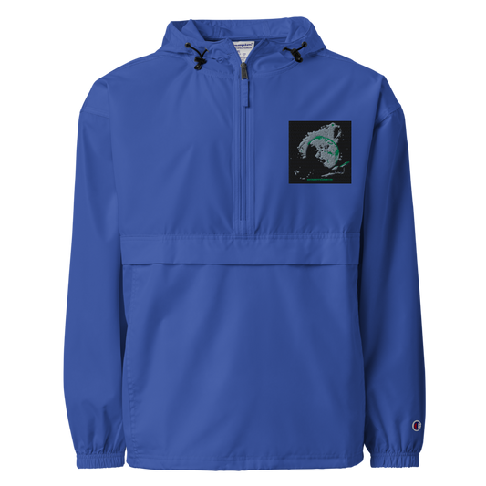 Royal blue unisex Champion packable anorak jacket, size XXL, lightweight waterproof outerwear from BACKUPMYFILESNOW.COM®.