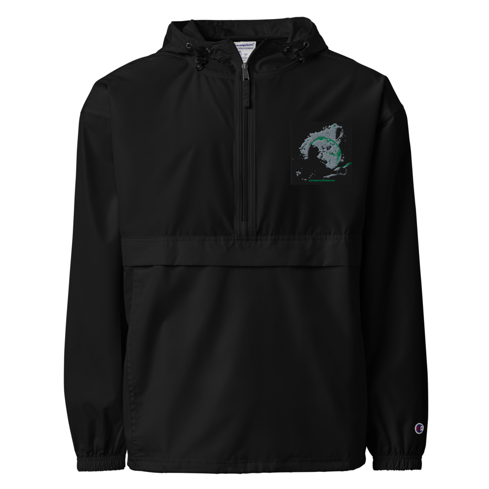 Royal blue unisex Champion packable anorak jacket by BACKUPMYFILESNOW.COM®, shown in 2XL size, lightweight and water-resistant.