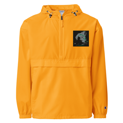 Royal blue unisex Champion packable anorak jacket, lightweight and foldable, ideal for outdoor activities and style.