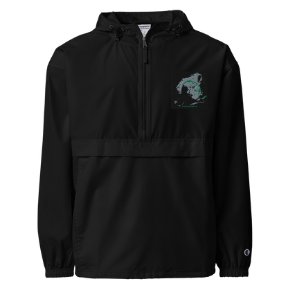 Royal blue unisex Champion packable anorak jacket, size 2XL, lightweight and waterproof for outdoor activities.