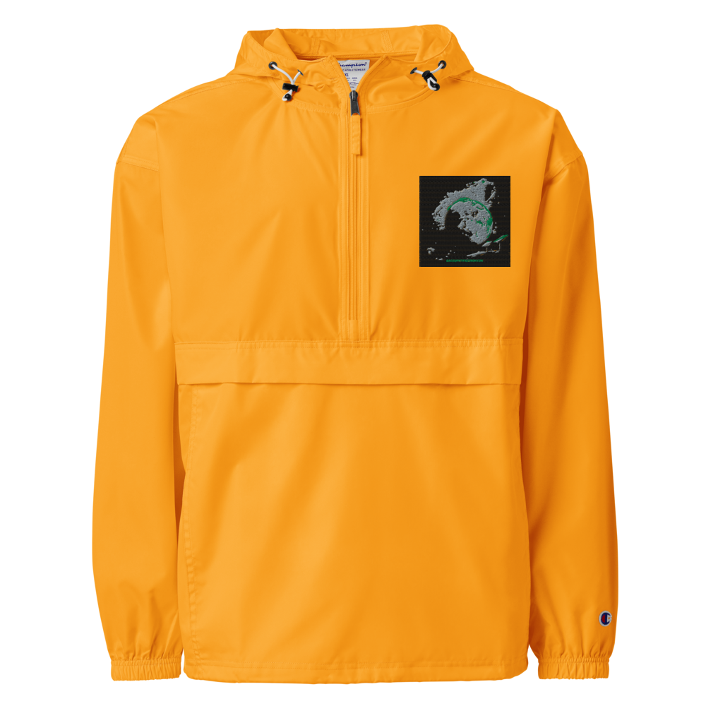Royal blue unisex Champion packable anorak jacket, size 2XL, lightweight and waterproof for outdoor activities.