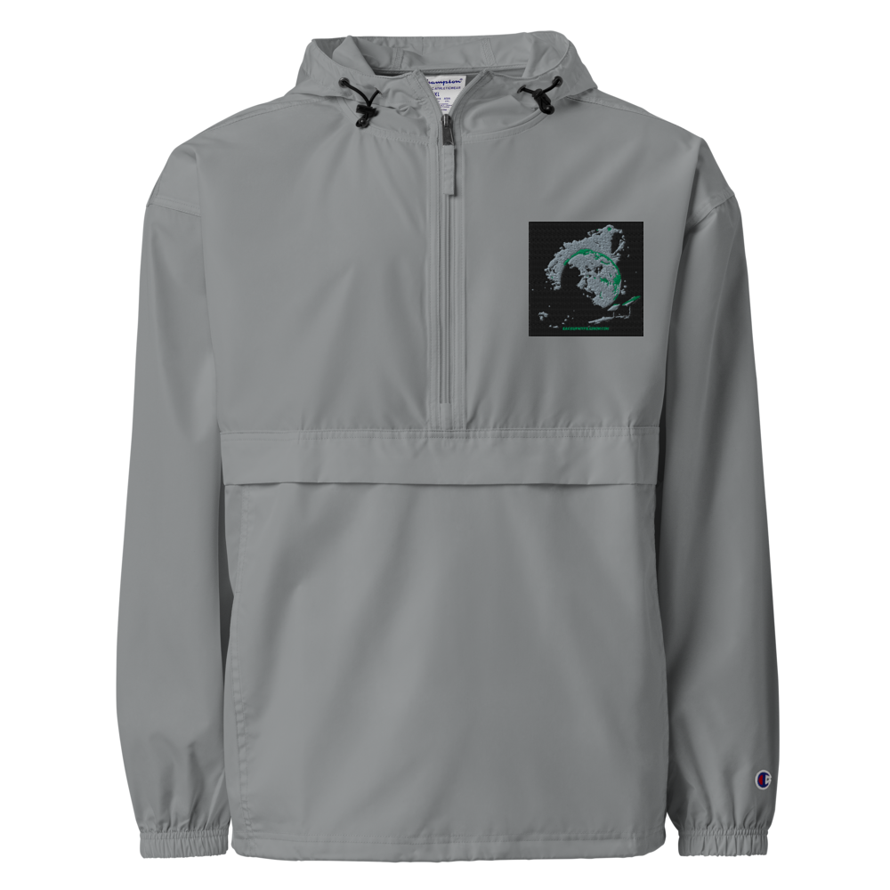 Royal blue unisex Champion Packable Anorak jacket, lightweight and foldable, designed for versatile outdoor wear.