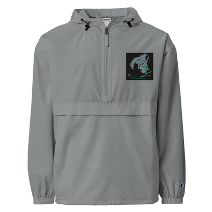Royal blue unisex Champion Packable Anorak jacket, lightweight and foldable, designed for versatile outdoor wear.