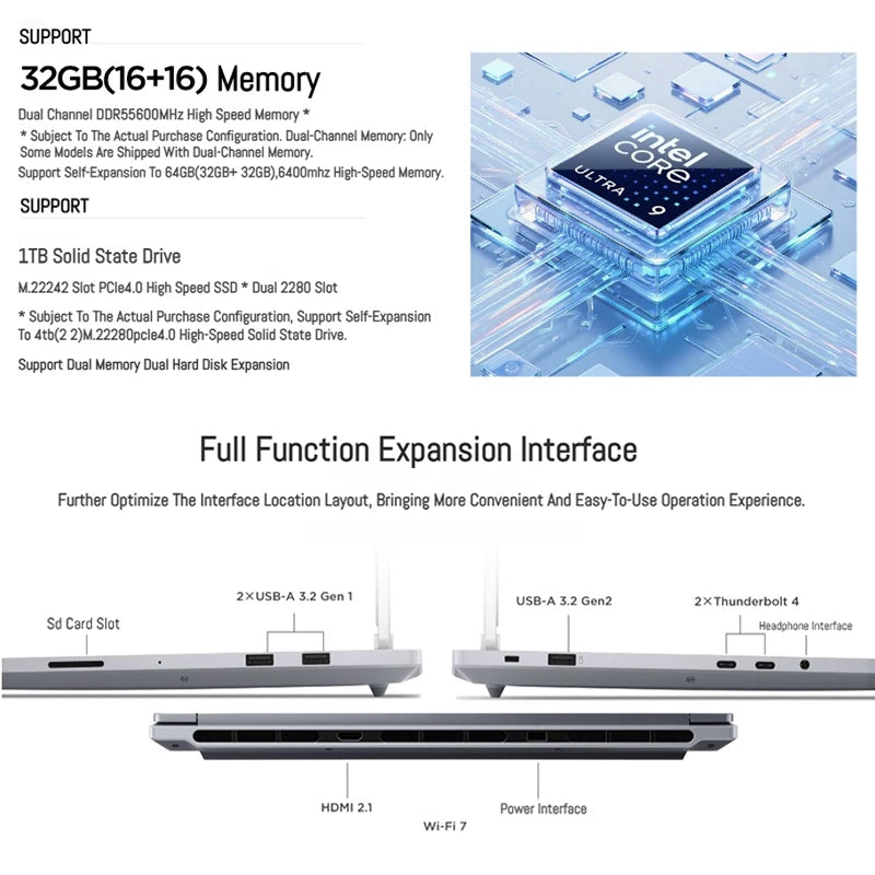 ThinkBook 16p 2025 laptop with Intel Core Ultra 9, GeForce RTX 5060/5070, 32GB DDR5, 1TB SSD, 16" 3.2K IPS display