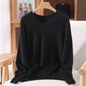 Rust red high-end female mink cashmere sweater with long sleeves, solid color wool knit, loose fit for autumn and winter.