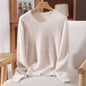 Rust red high-end female mink cashmere sweater with long sleeves and wool knit material, loose fit top for autumn and winter.