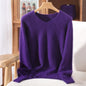 Rust red mink cashmere sweater for women with long sleeves, solid color, loose fit, ideal for autumn and winter.