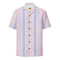 Sunset Serenade performance button-down shirt from Brinks Island Collection by BACKUPMYFILESNOW.COM®, featuring tropical print fabric.