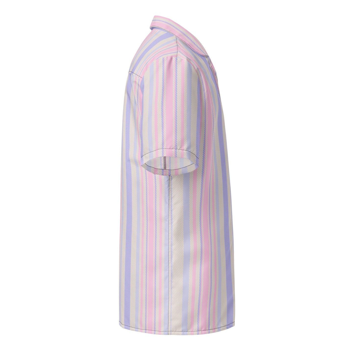 Sunset Serenade performance button-down shirt from Brinks Island Collection by BACKUPMYFILESNOW.COM®, featuring vibrant sunset print fabric.